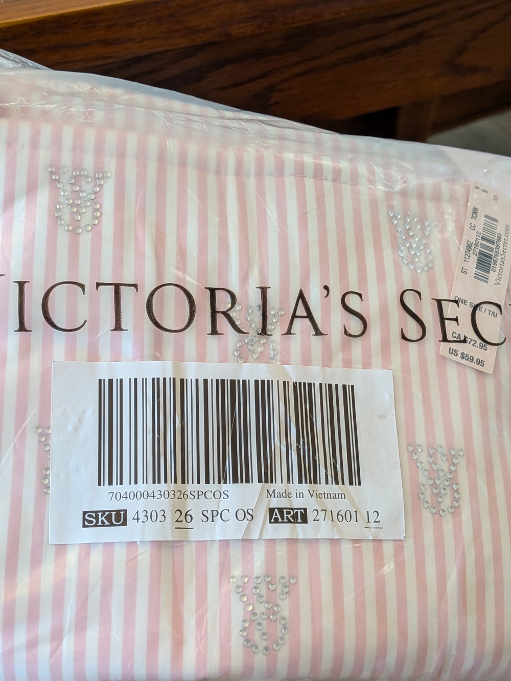 Victoria's Secret Pink & White Striped Embellished Pajama Top